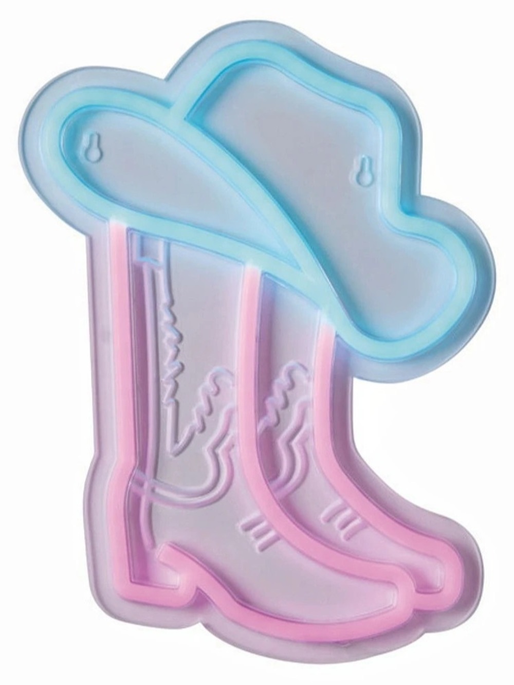 Cowboy Boots & Hat LED Neon Sign Pink & Blue